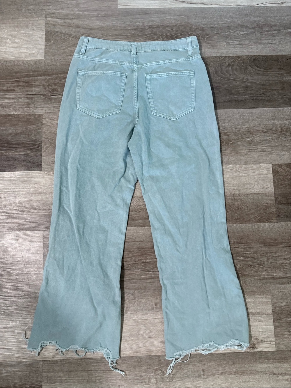 Light Green Distressed Wide-Leg Women's Jeans - Picture 6 of 7